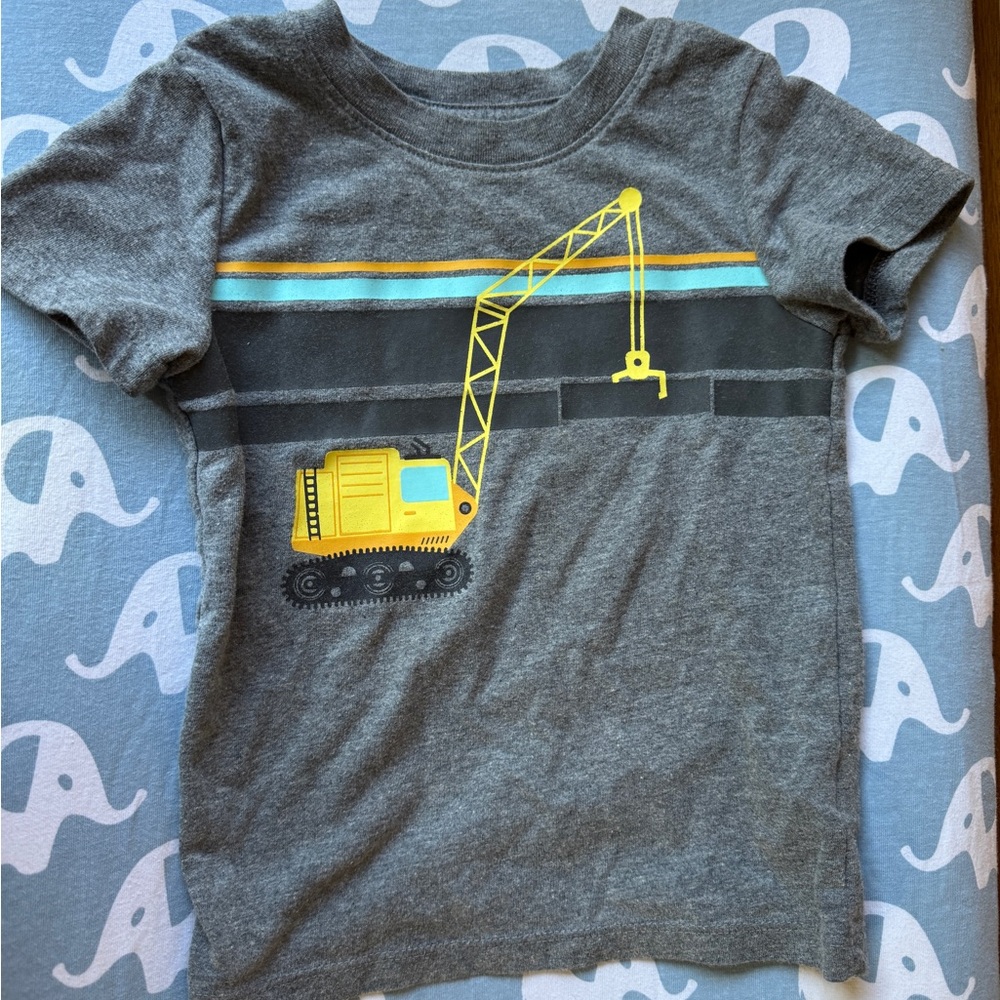 Cat & Jack Gray Tee with Yellow Crane Graphic